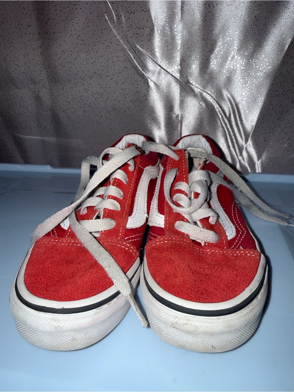 Kids Vans Old Skool Racing Red/True White Sneakers - Size 13 Kids
